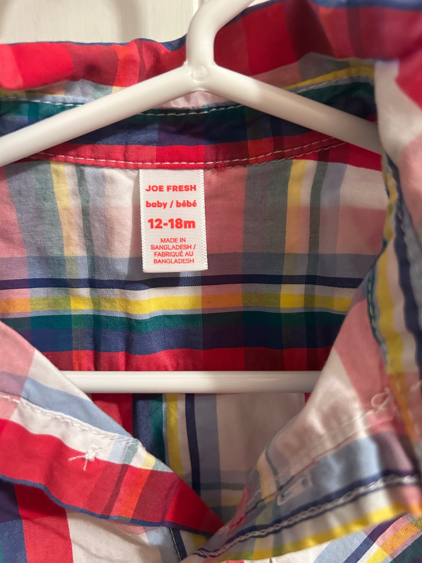 Joe fresh 12/18m multicoloured flannel