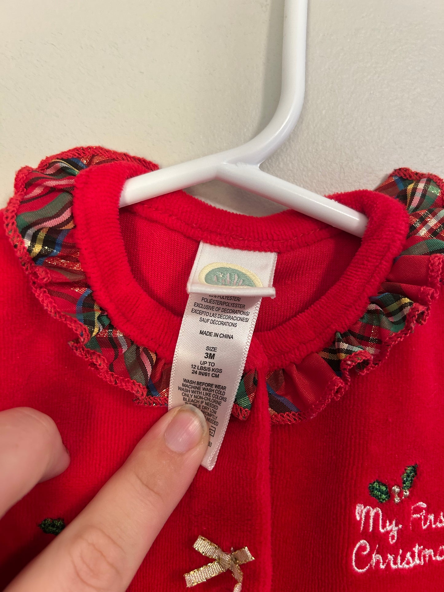 Little me 3m red first Christmas fleece sleeper