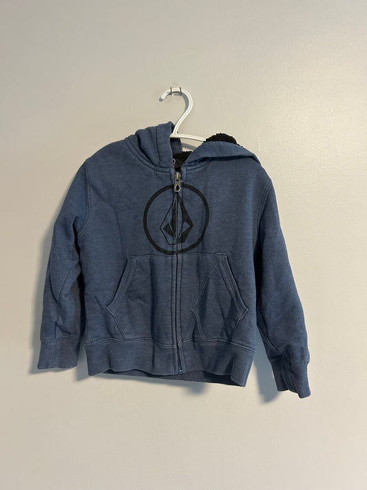 Volcom 2t navy blue Sherpa lined zip up hoodie
