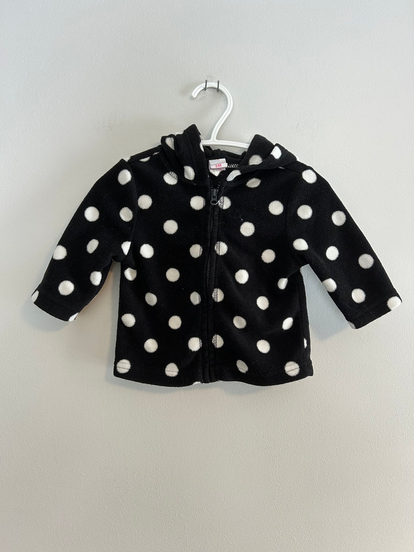 Circo 3m black & white polka dot fleece zip up sweater