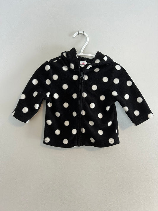 Circo 3m black & white polka dot fleece zip up sweater