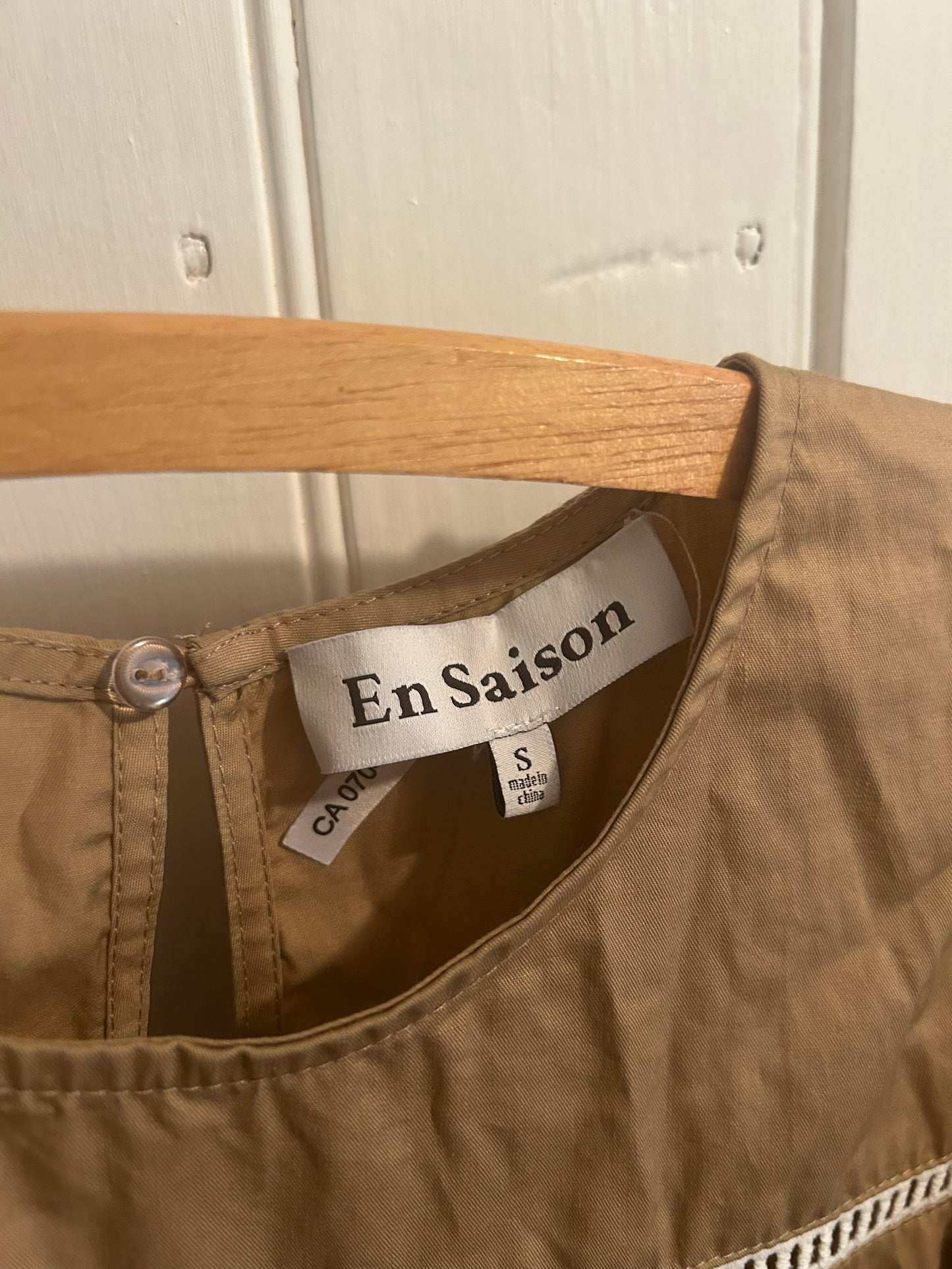 En Saison small tan babydoll mini dress