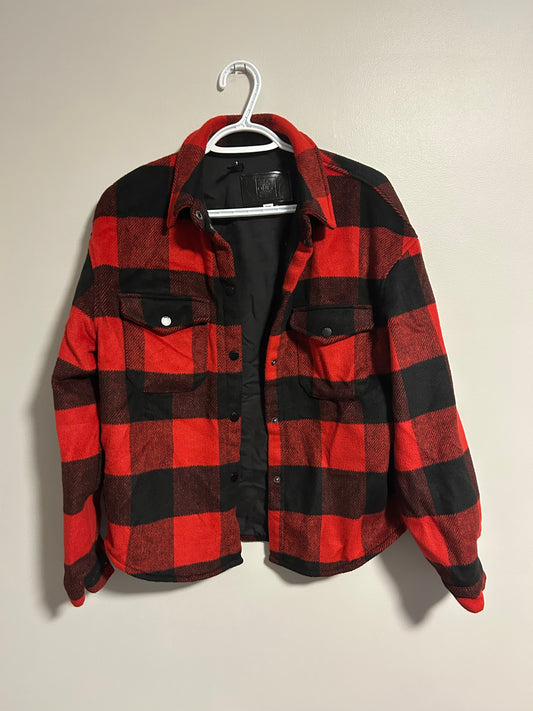 Only 38 (medium) red & black gingham fleece Shacket