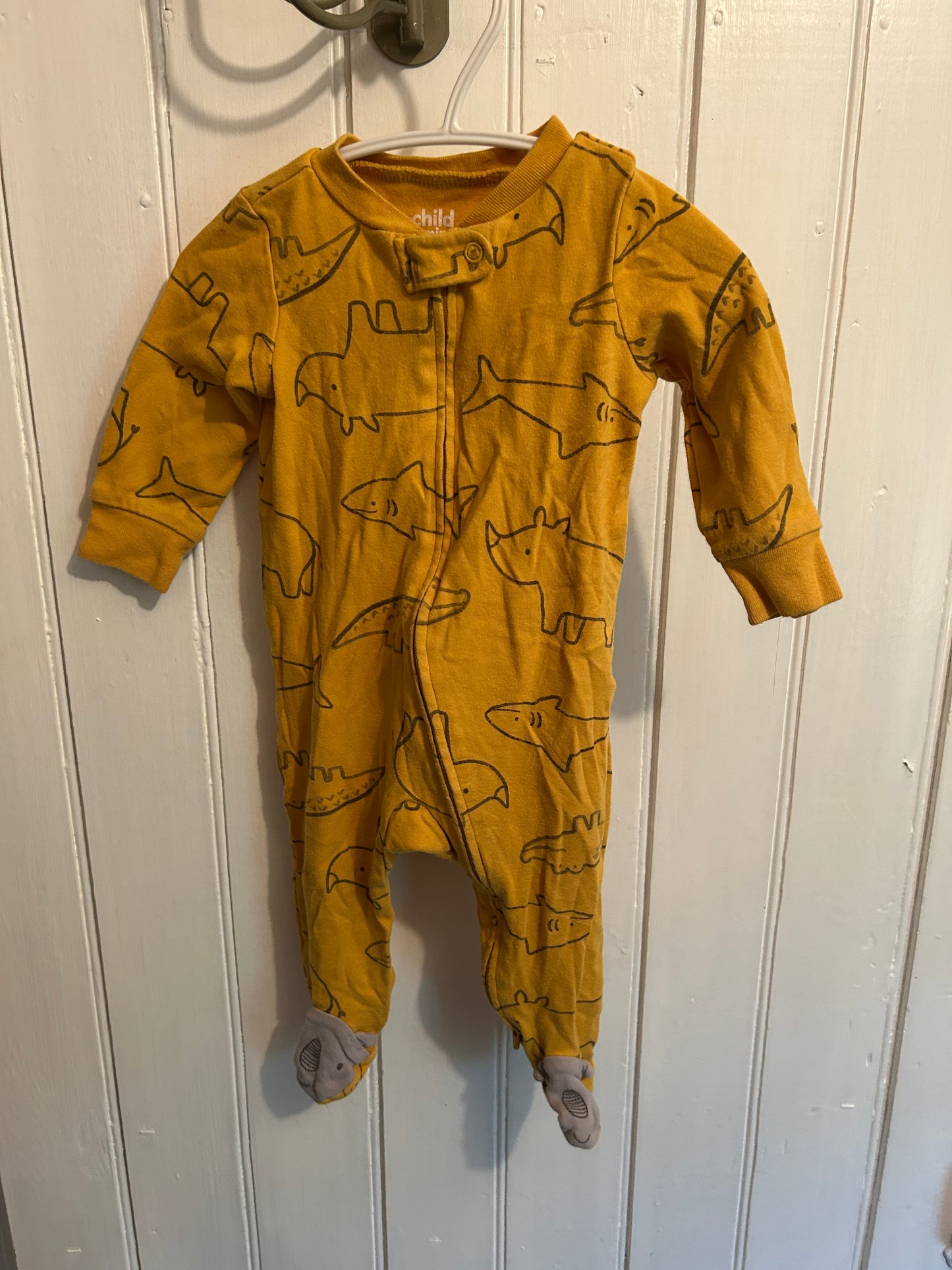 Carters 3/6m yellow animal zip up sleeper