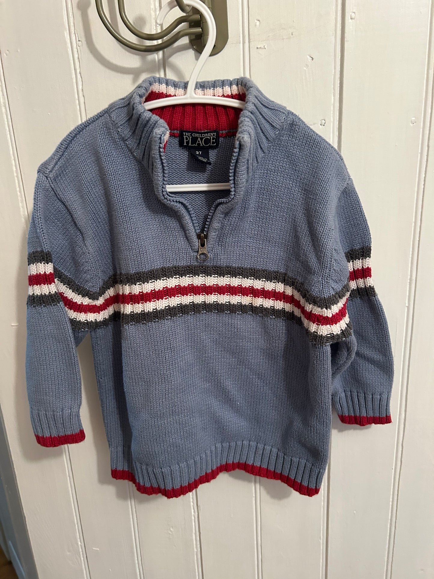 The children’s place 3t blue & red knit quarter zip sweater