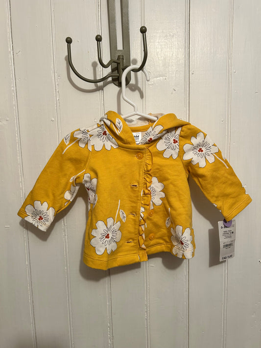 NEW carters 0/3m yellow floral hooded cardigan