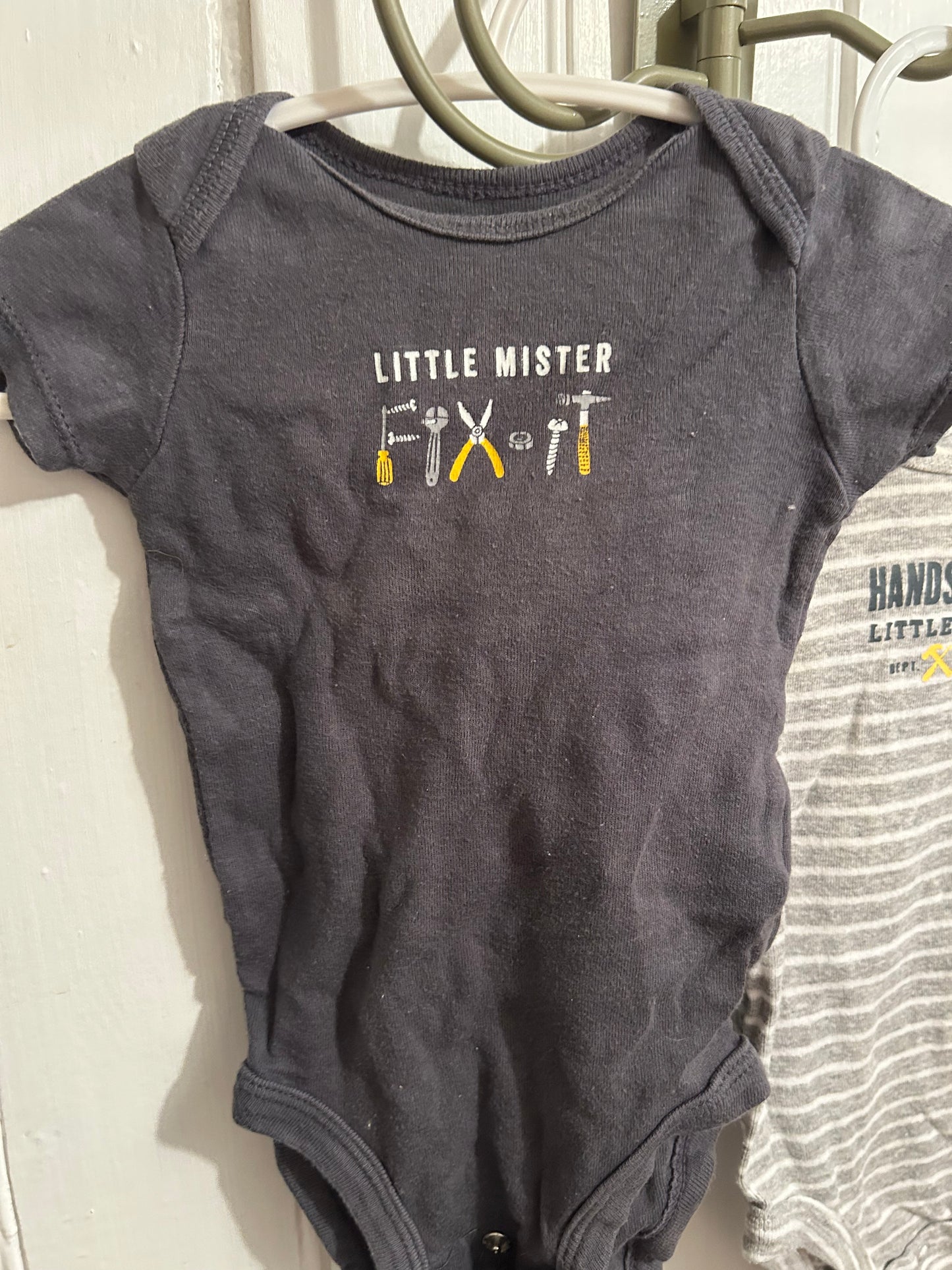 Carters 3m grey construction onesie lot