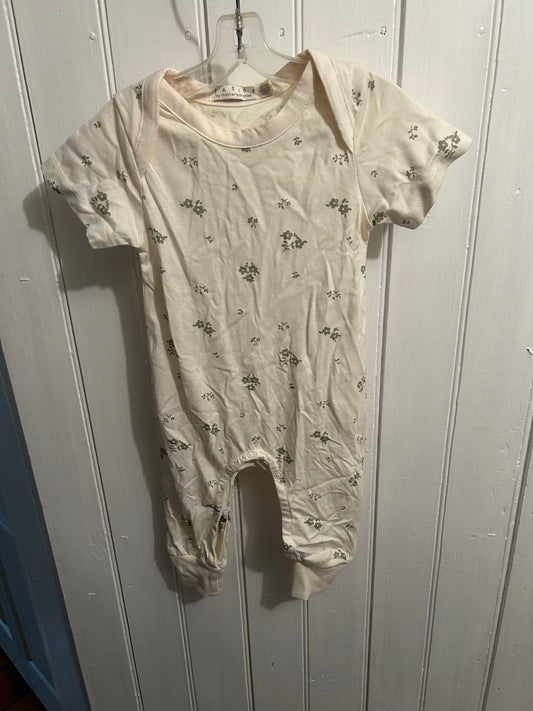 Basics 12/18m white & green floral romper
