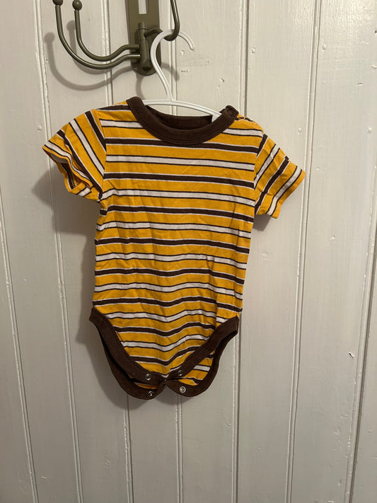 Children’s place 6/9m yellow & brown striped onesie
