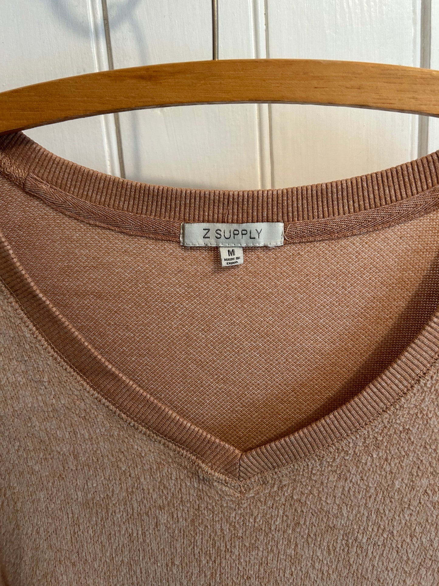 Z supply medium brown fleece “inside out” sweater