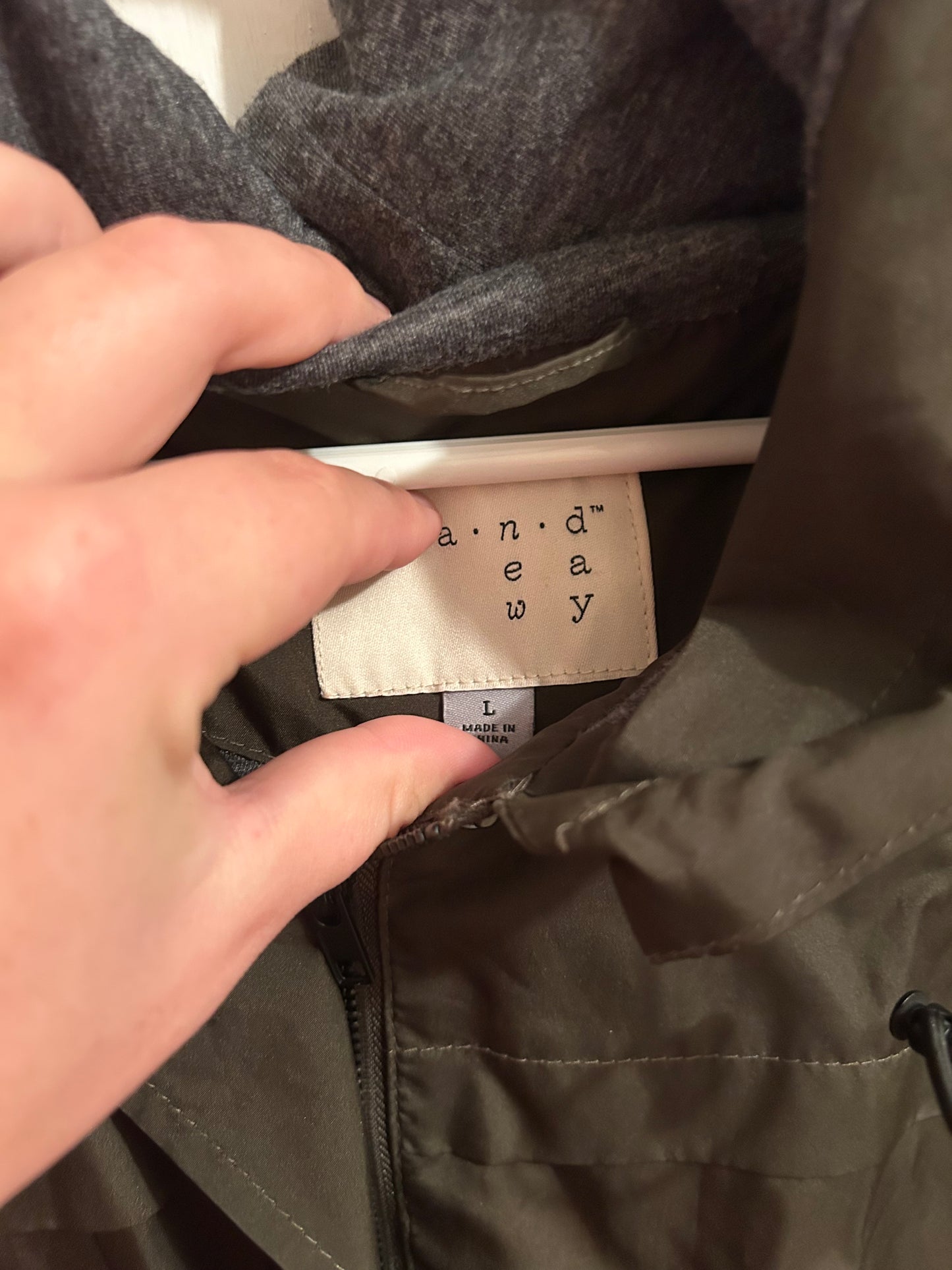 A new day large dark olive green windbreaker jacket