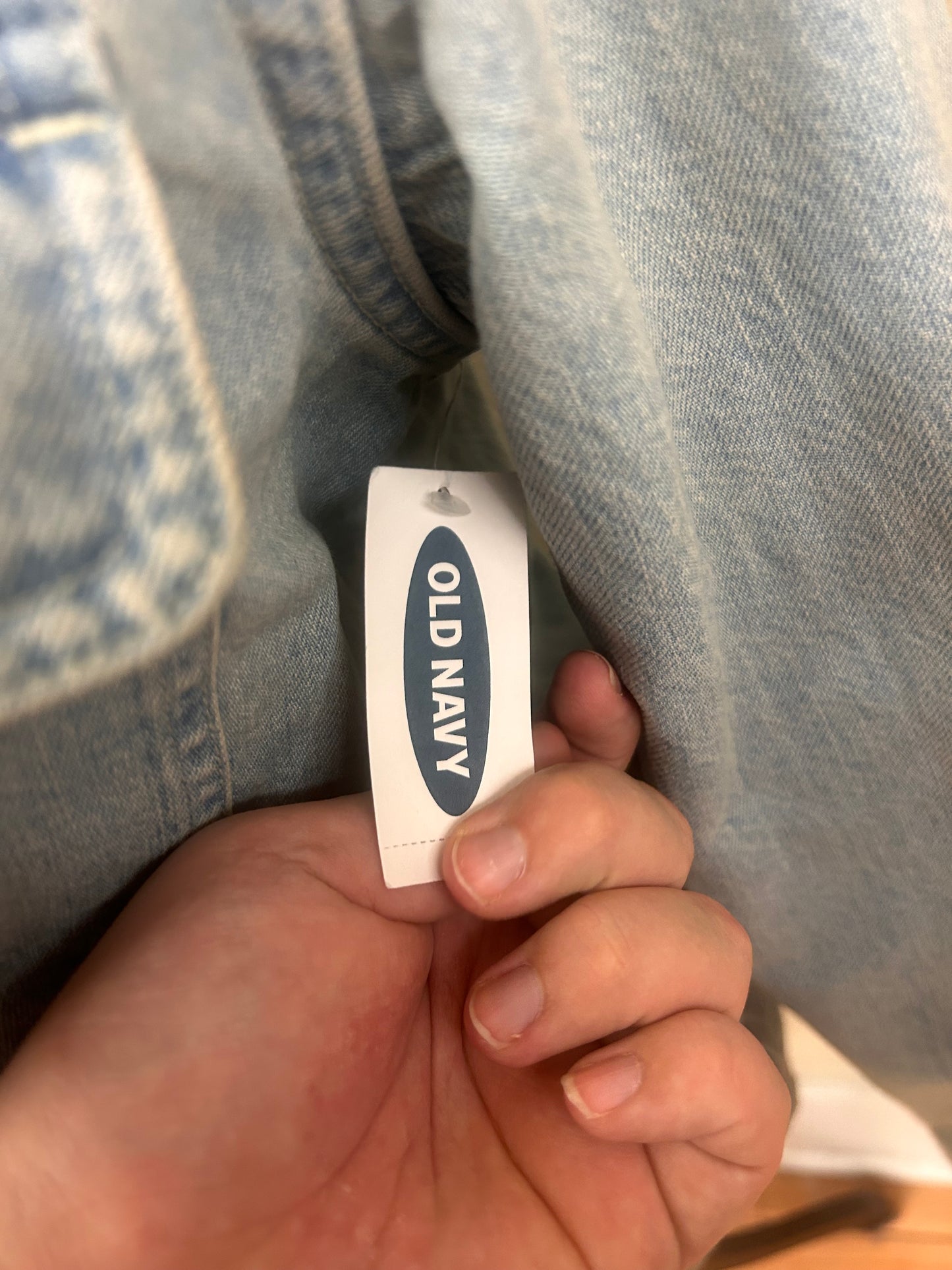 NEW old navy small light wash denim button up shirt