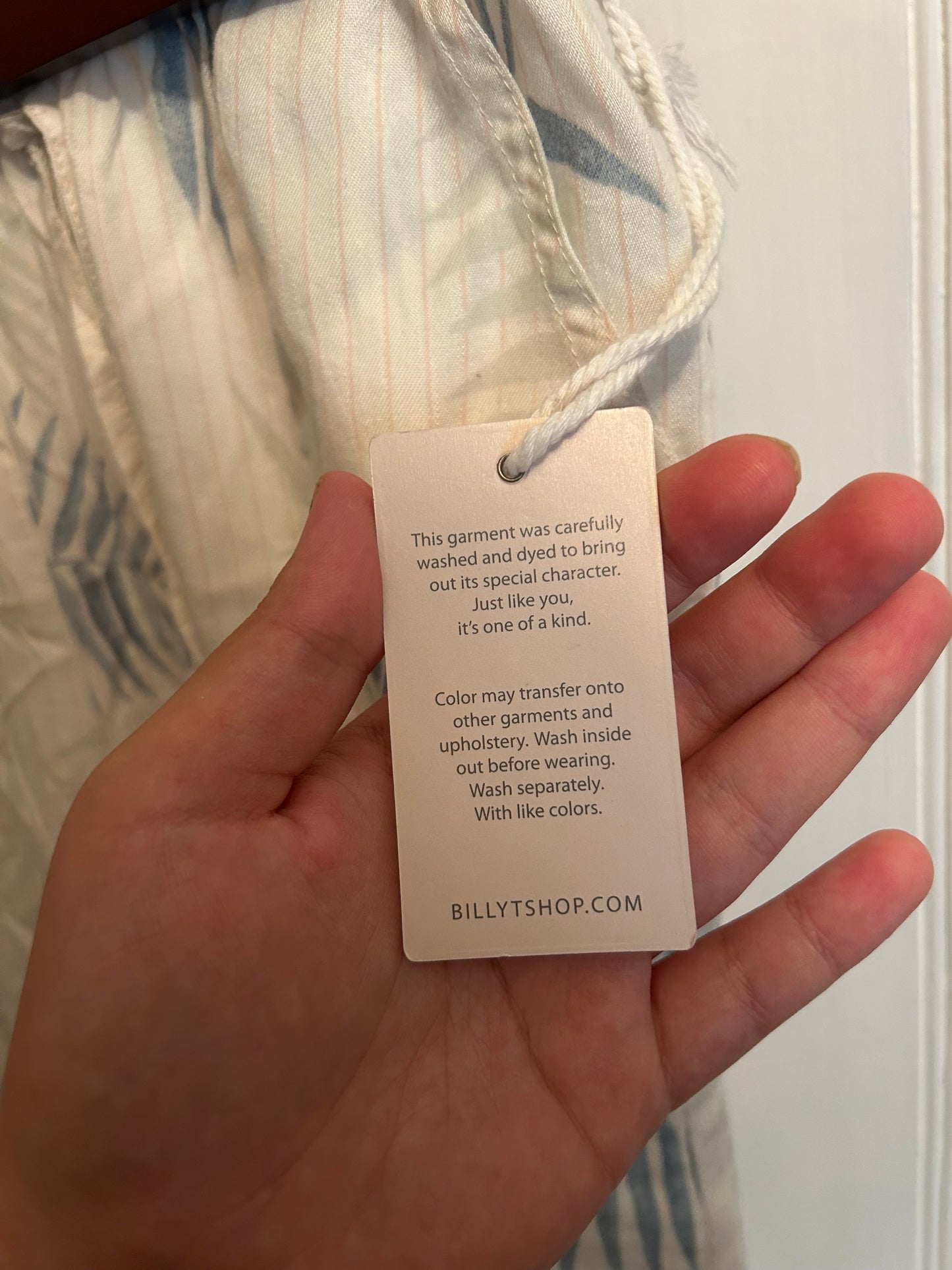 NEW Billy T large white & blue leaf print linen pants