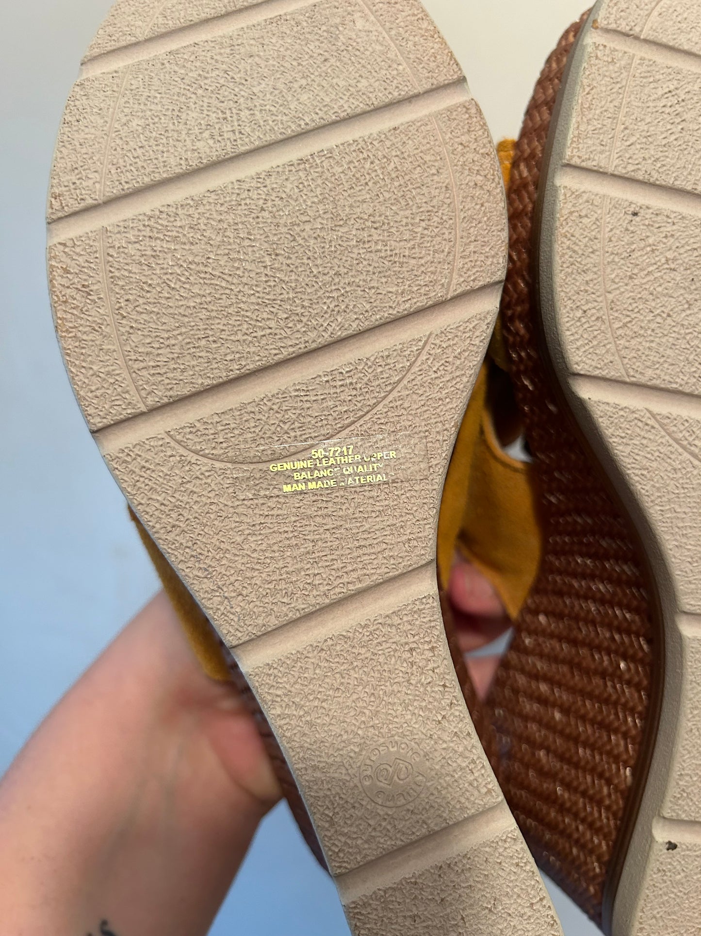 Bella Vita 7.5 orange suede wedge heel