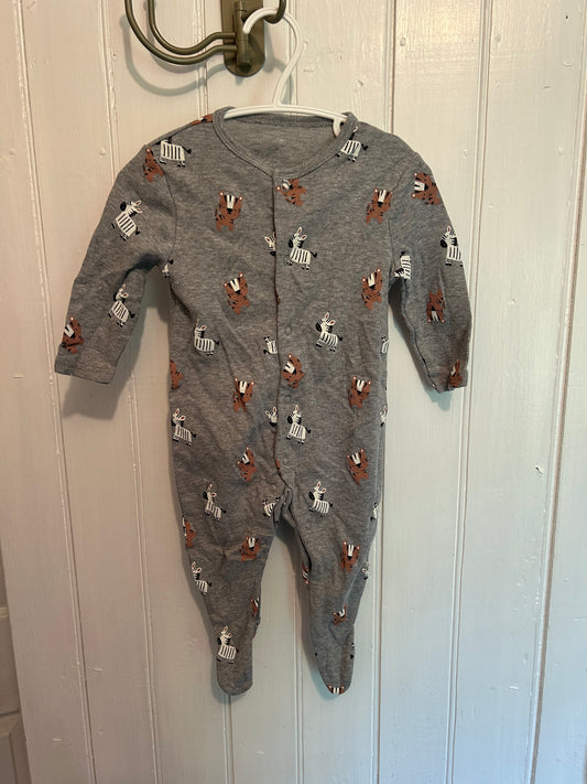 Primark 3/6m zebra & tiger button up sleeper