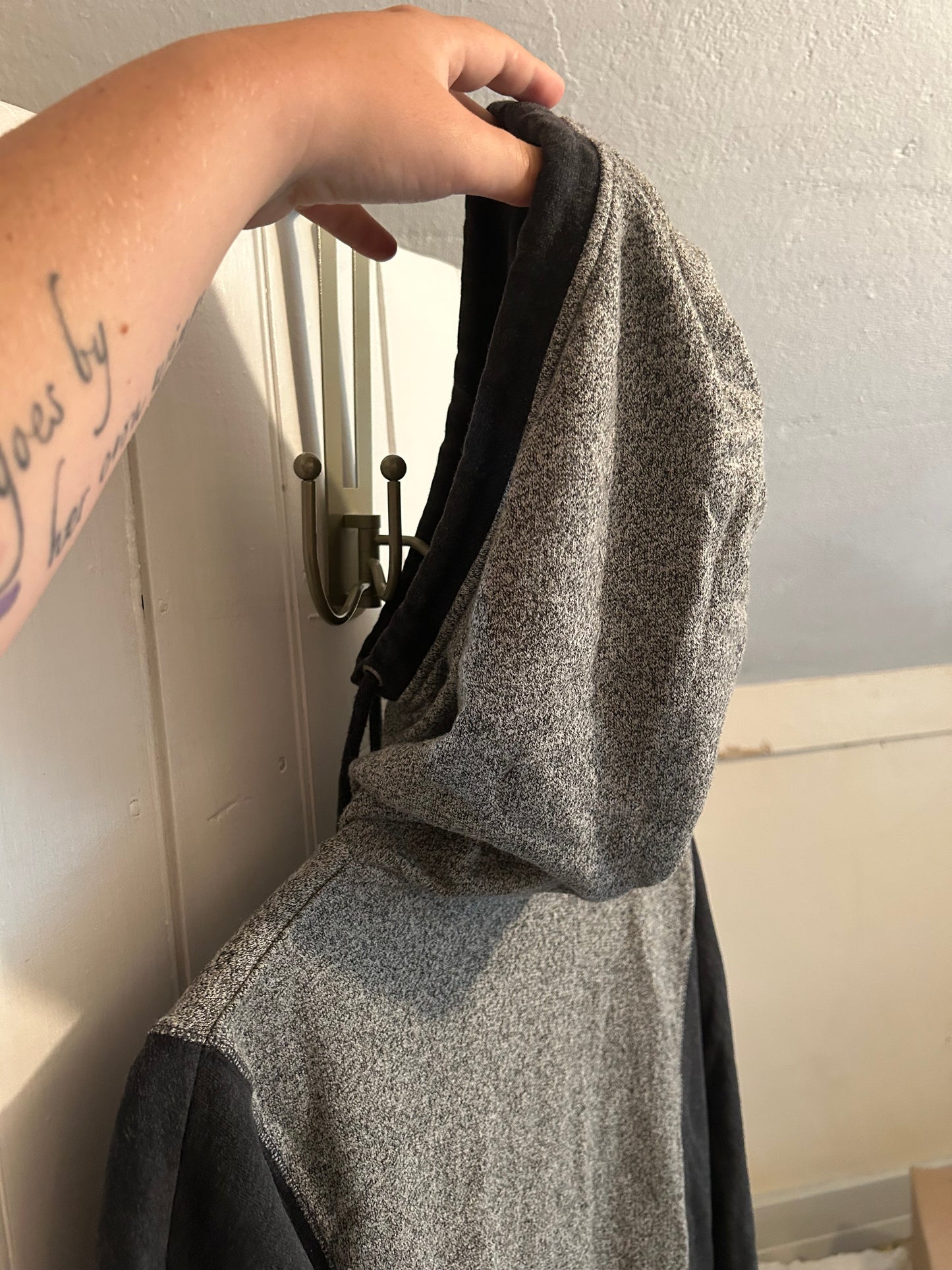 Roots medium grey & black cowl neck hoodie