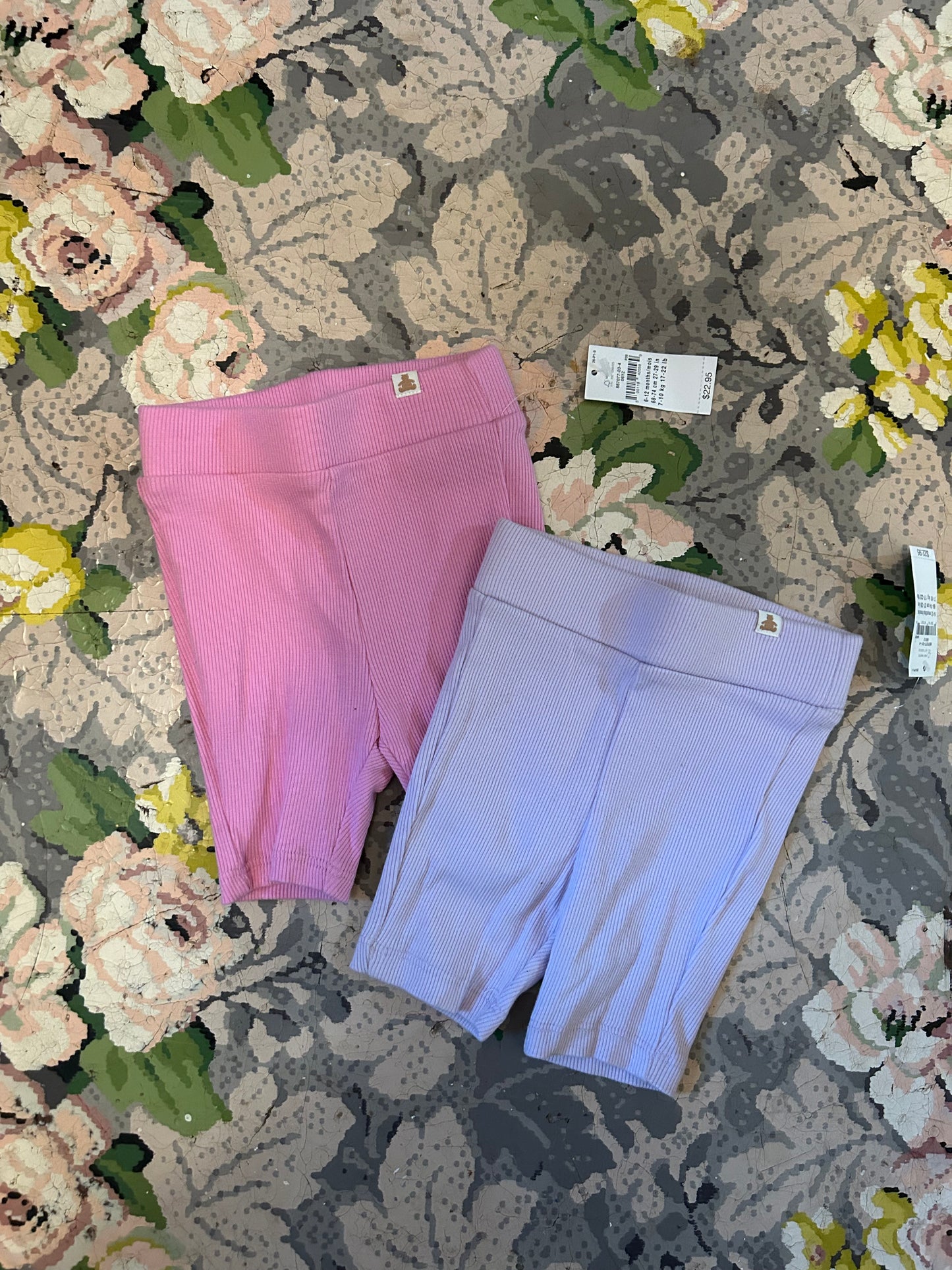 NEW gap 6/12m pink & purple ribbed bike shorts