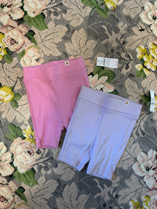 NEW gap 6/12m pink & purple ribbed bike shorts