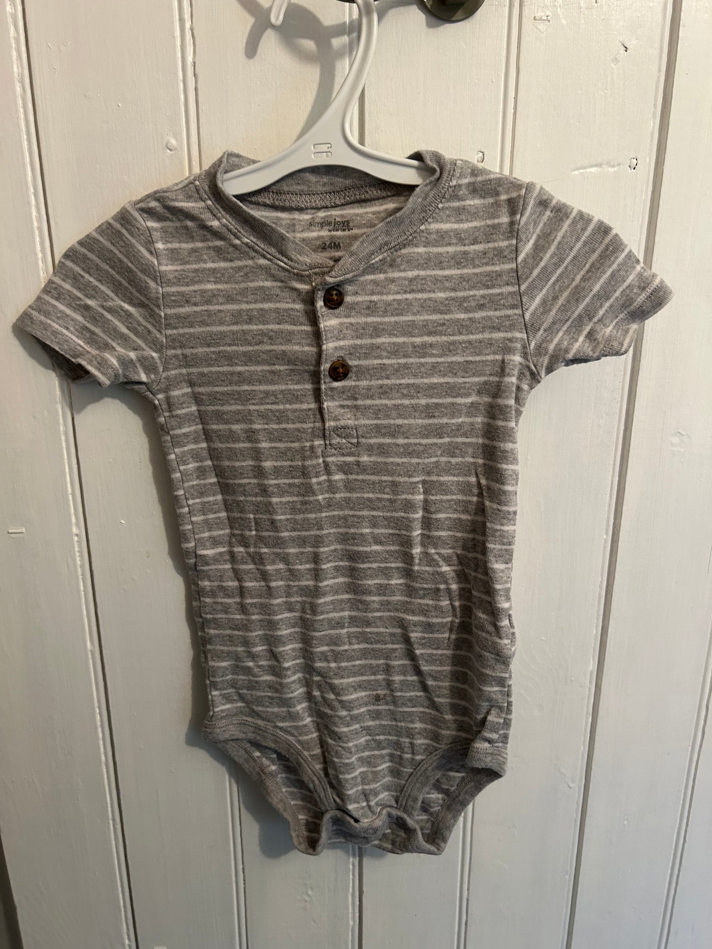Carters 24m grey & black striped onesie