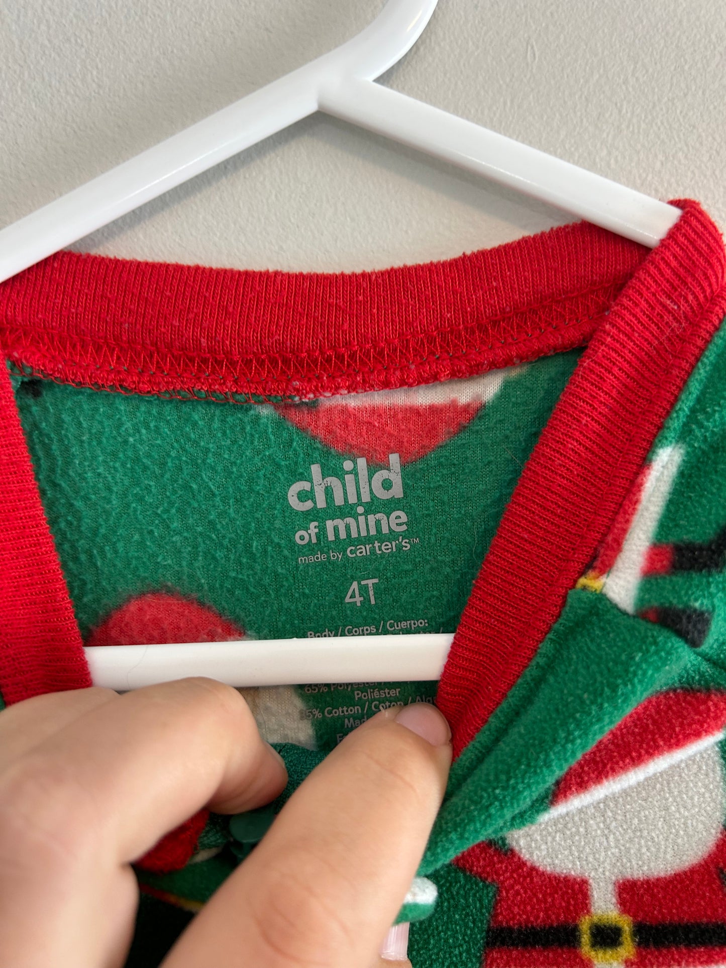 Carters 4t green Santa fleece sleeper