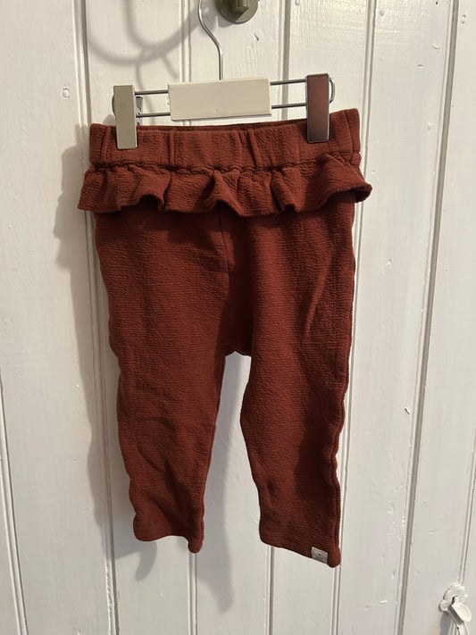 Rise little earthlings 9/12m brown ruffle leggings