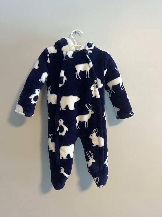 Lily & Jack 3/6m blue animal fleece bunting suit