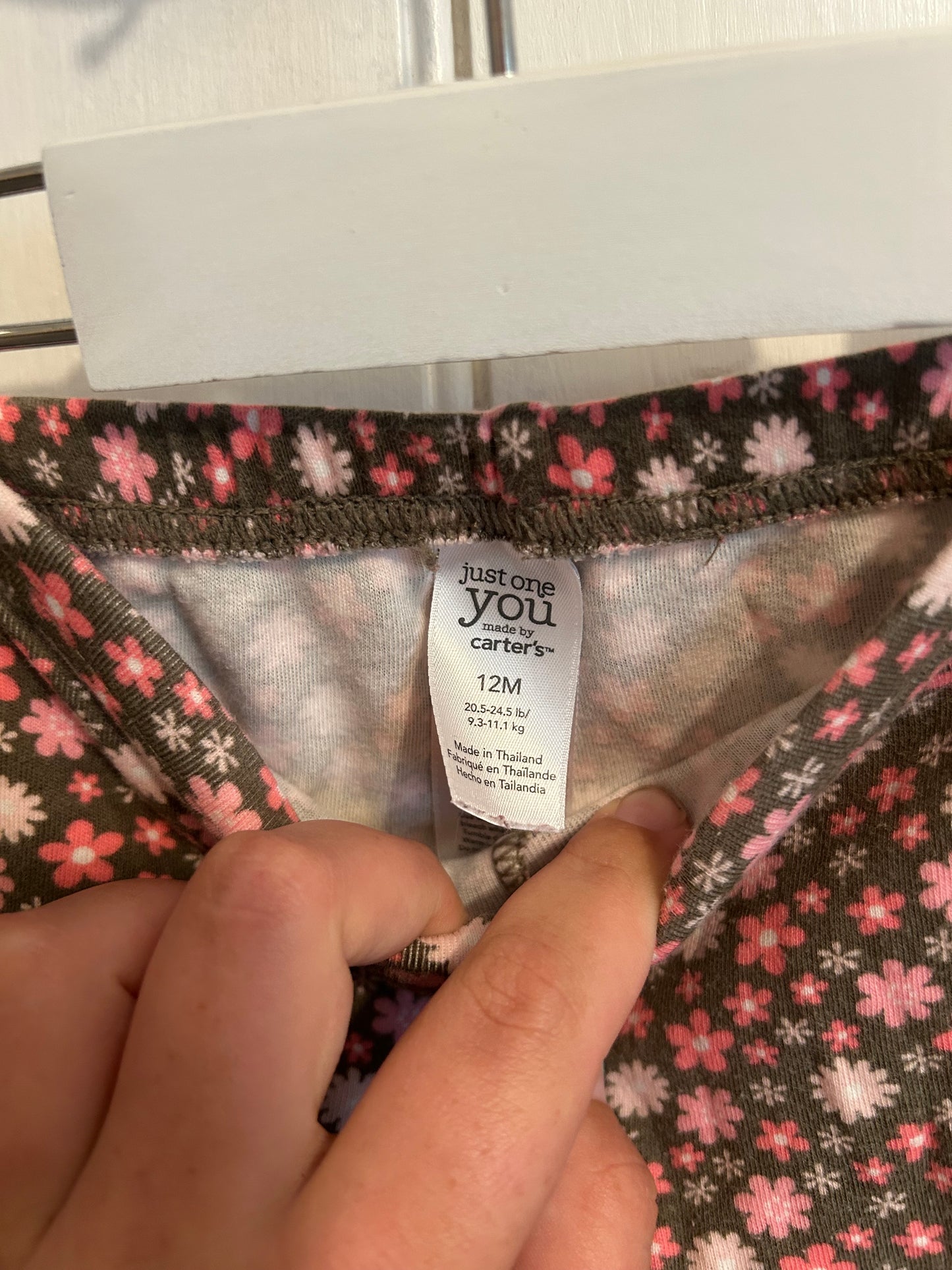 Carters 12m brown & pink floral leggings