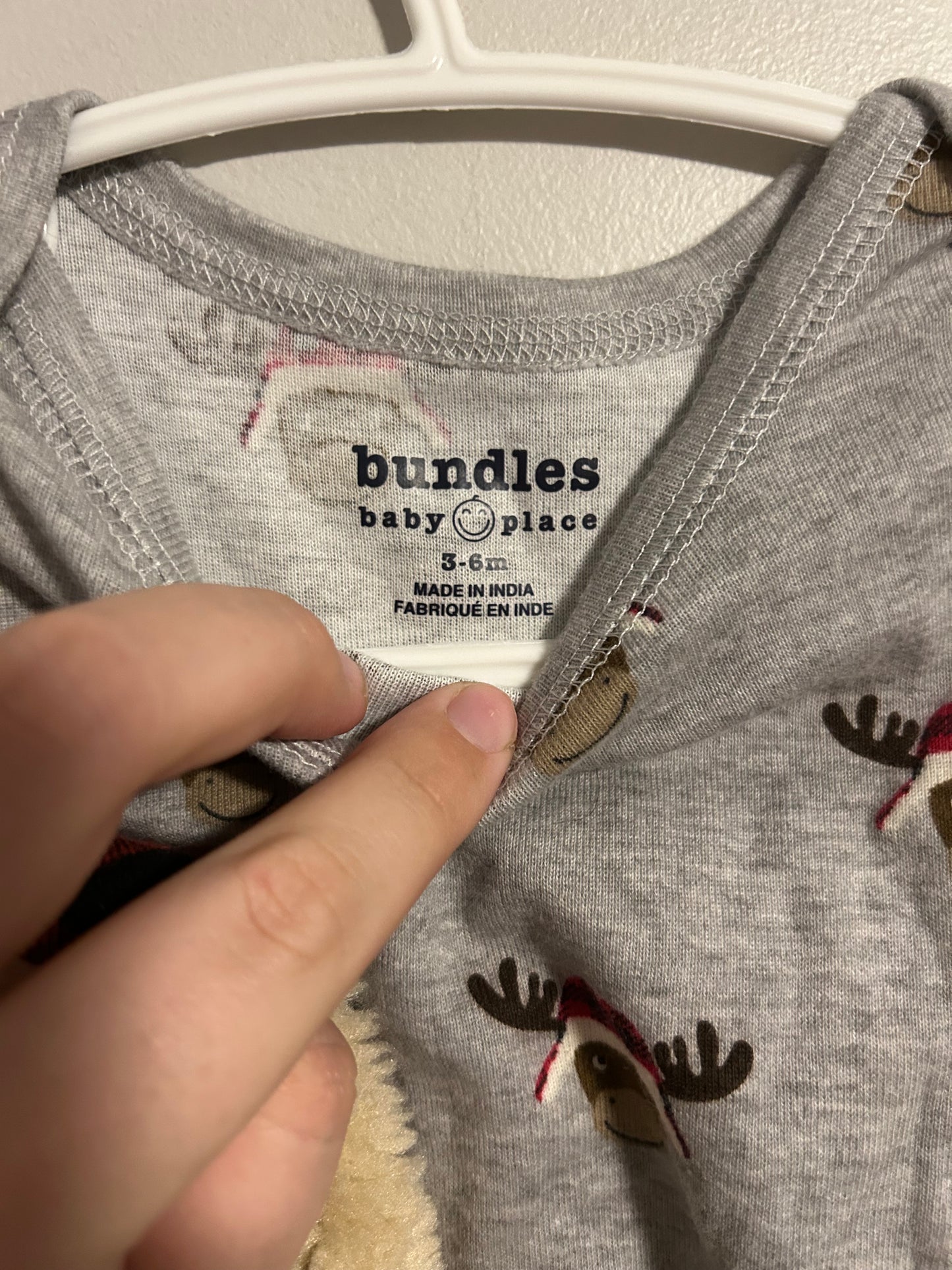 Bundles 3/6m moose onesie with red plaid hat