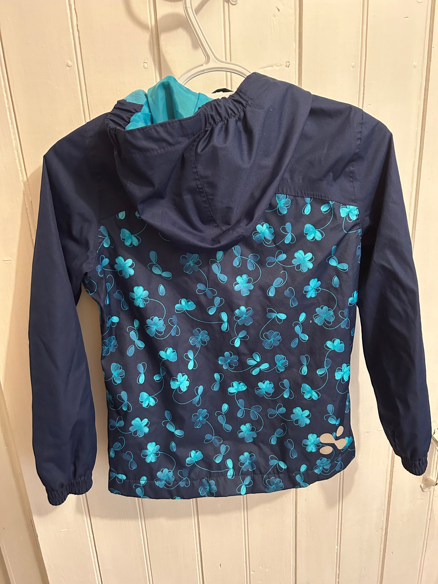 Xmtn youth 7/8 blue floral fleece lined soft shell jacket