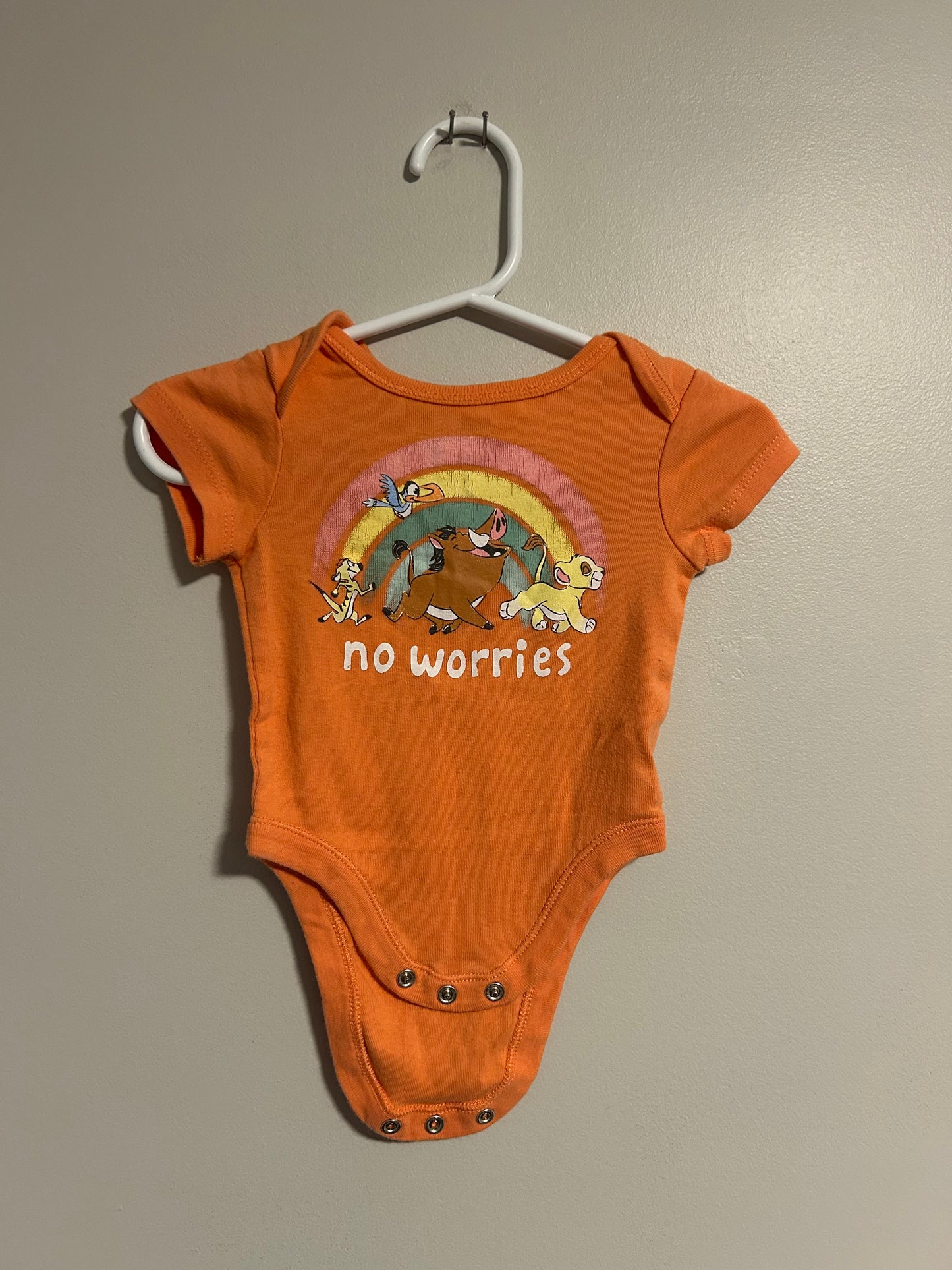 Disney 3/6m orange lion king onesie