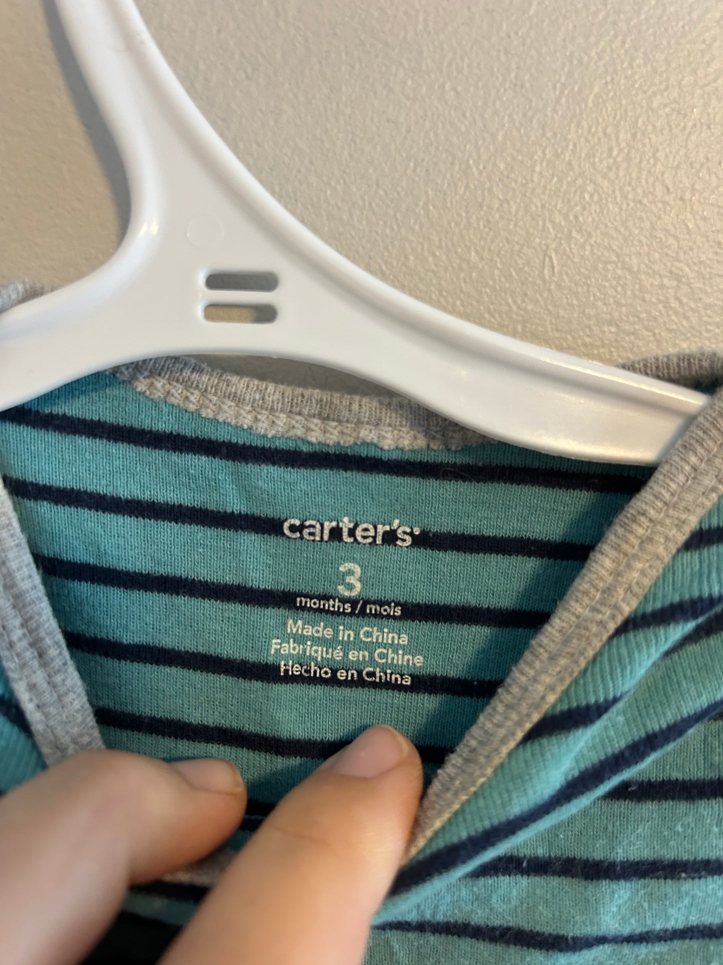 Carters 3m blue striped onesie