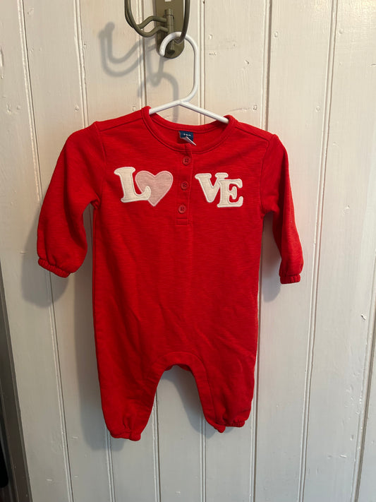 Old navy 18/24m red love romper