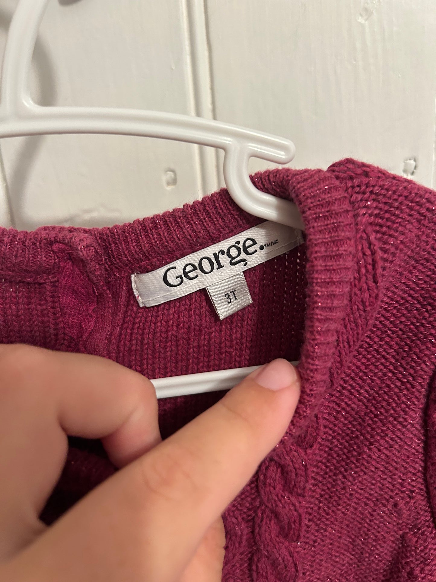 George 3t burgundy glitter knit tunic