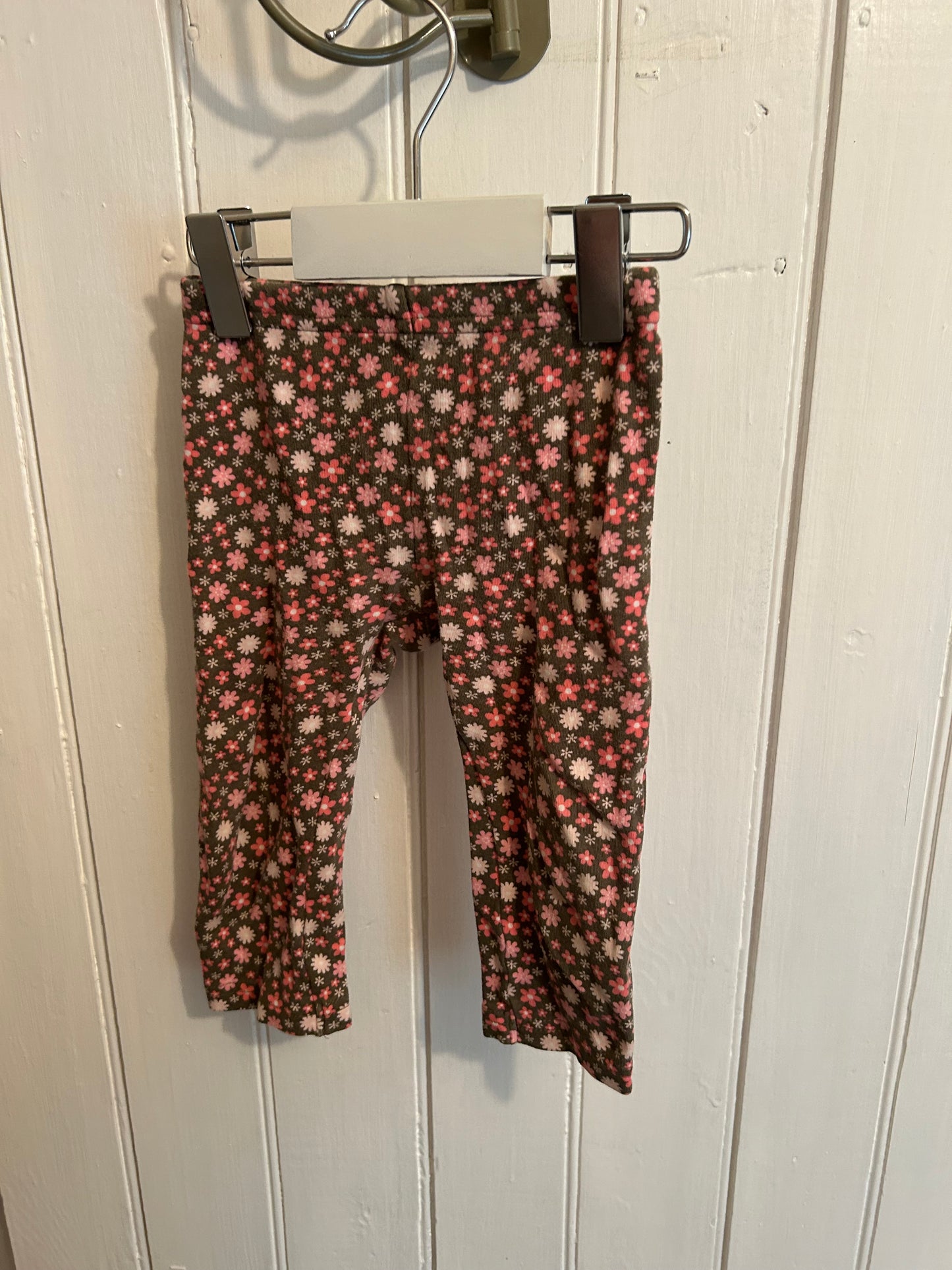 Carters 12m brown & pink floral leggings