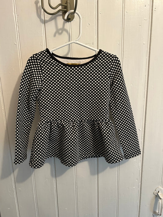 Nicole miller 3t black & white polka dot peplum top