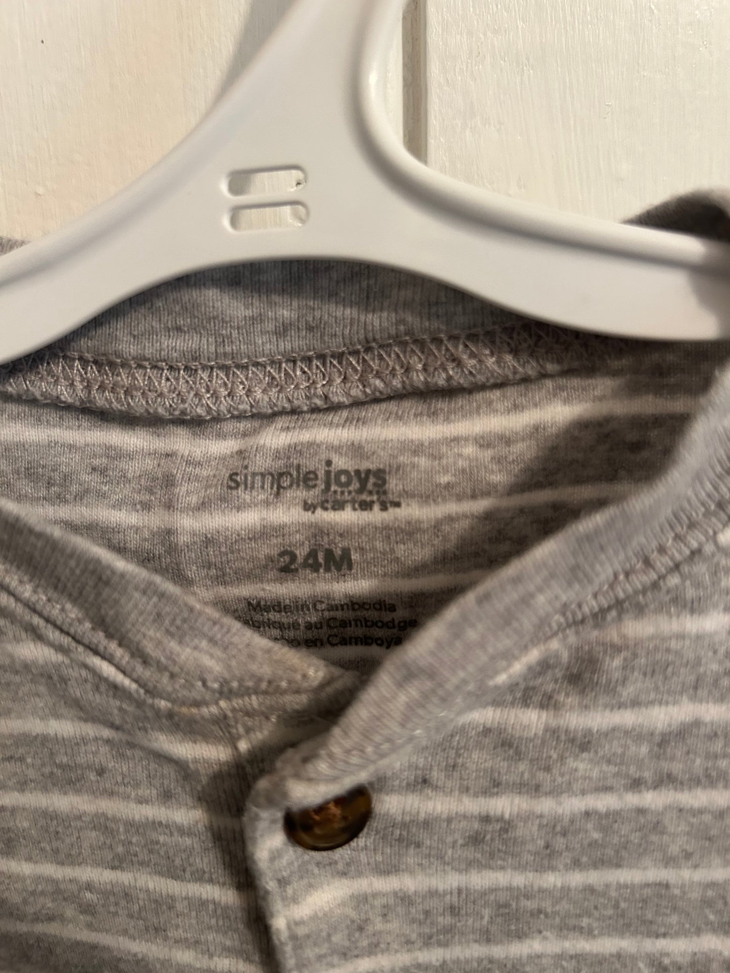 Carters 24m grey & black striped onesie