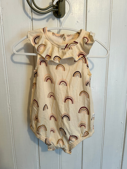 Loulou lollipop bamboo 3/6m tan rainbow romper