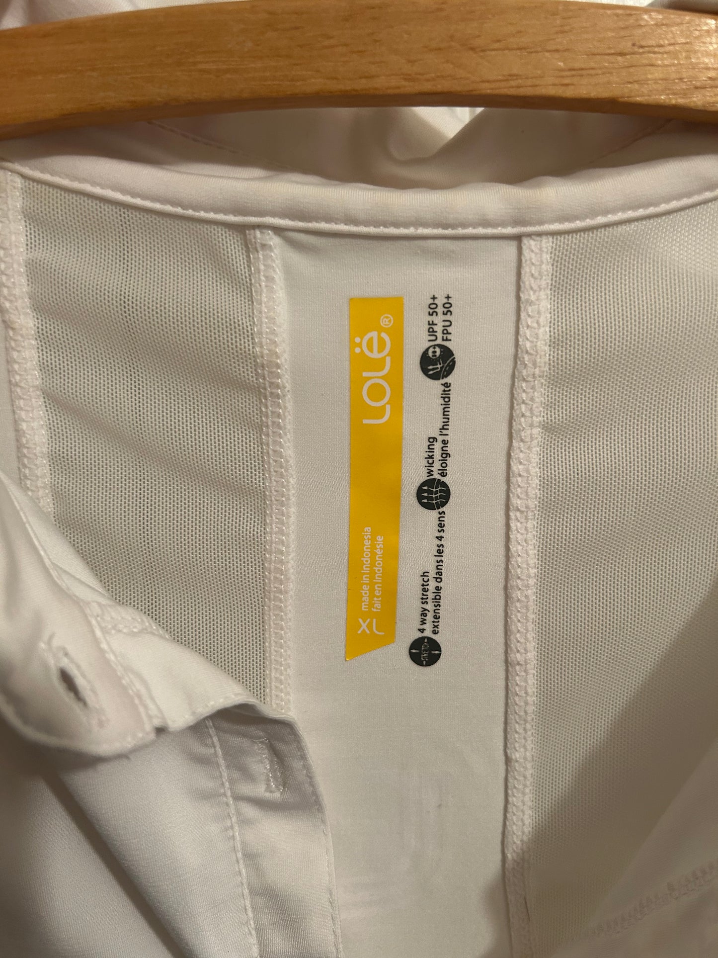 Lole xl white mesh back polo top