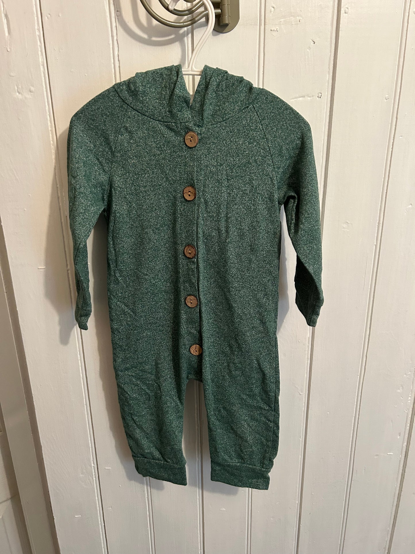 12m green hooded romper