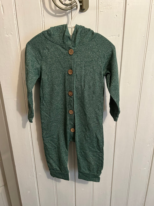12m green hooded romper