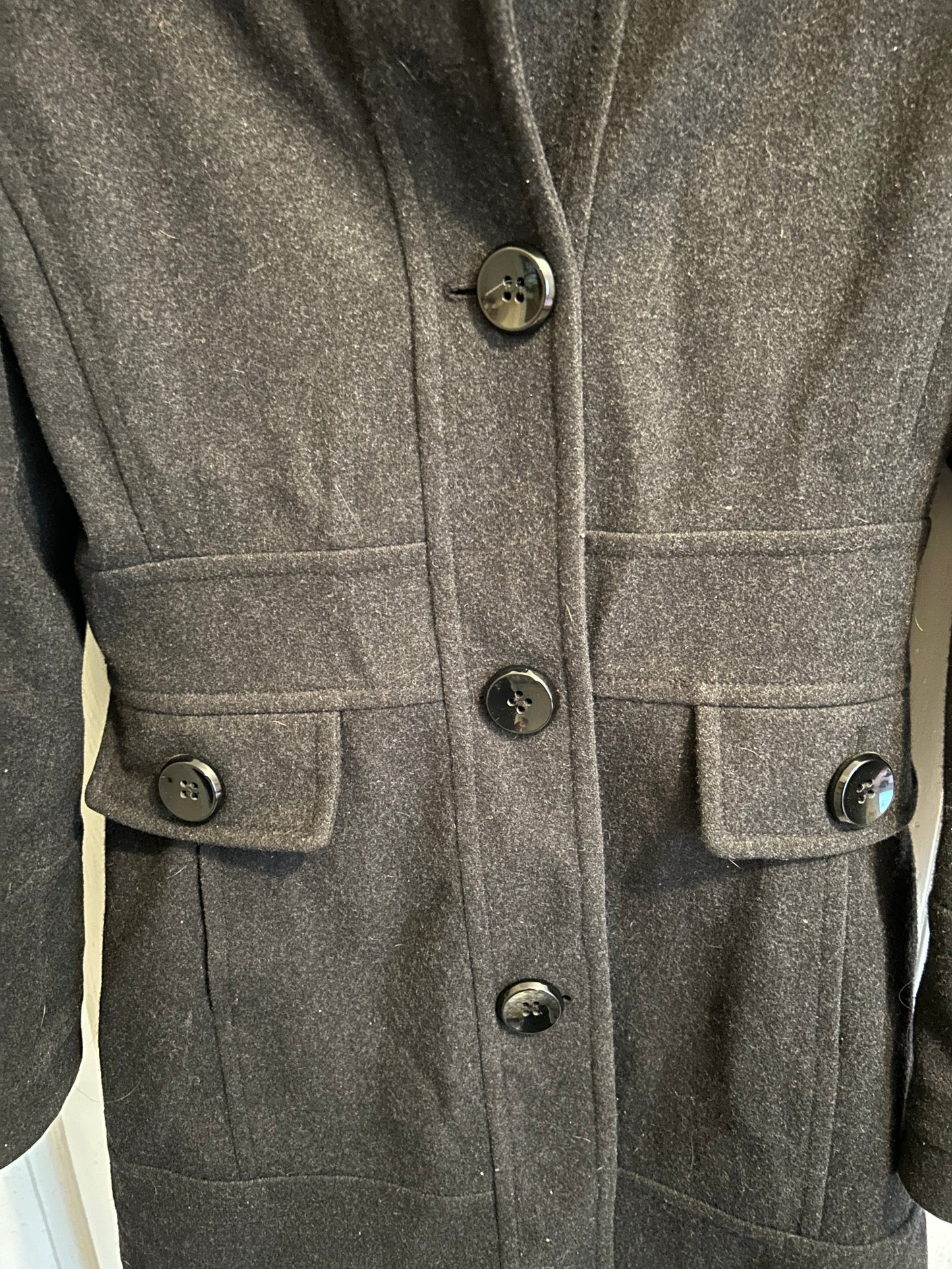 Studio by Liz Claiborne 4 black felt pea coat