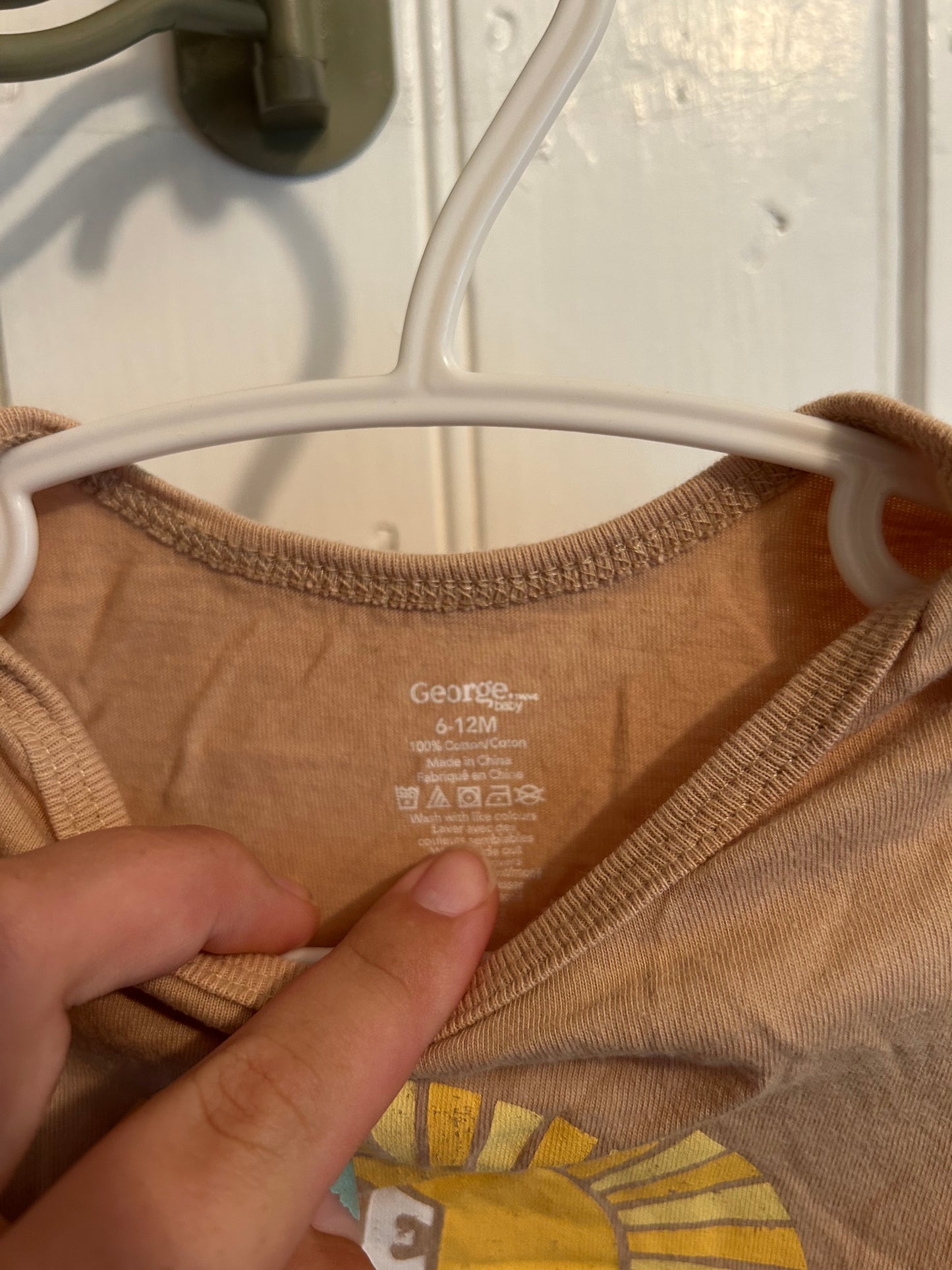 George 6/12m brown sun onesie