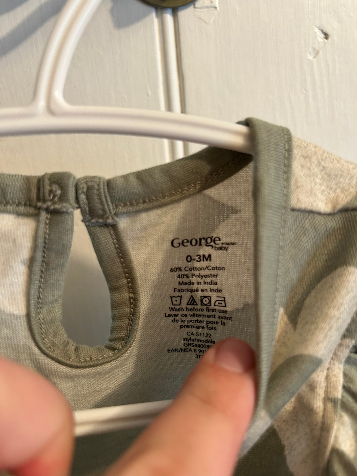 NEW George 0/3m green floral romper