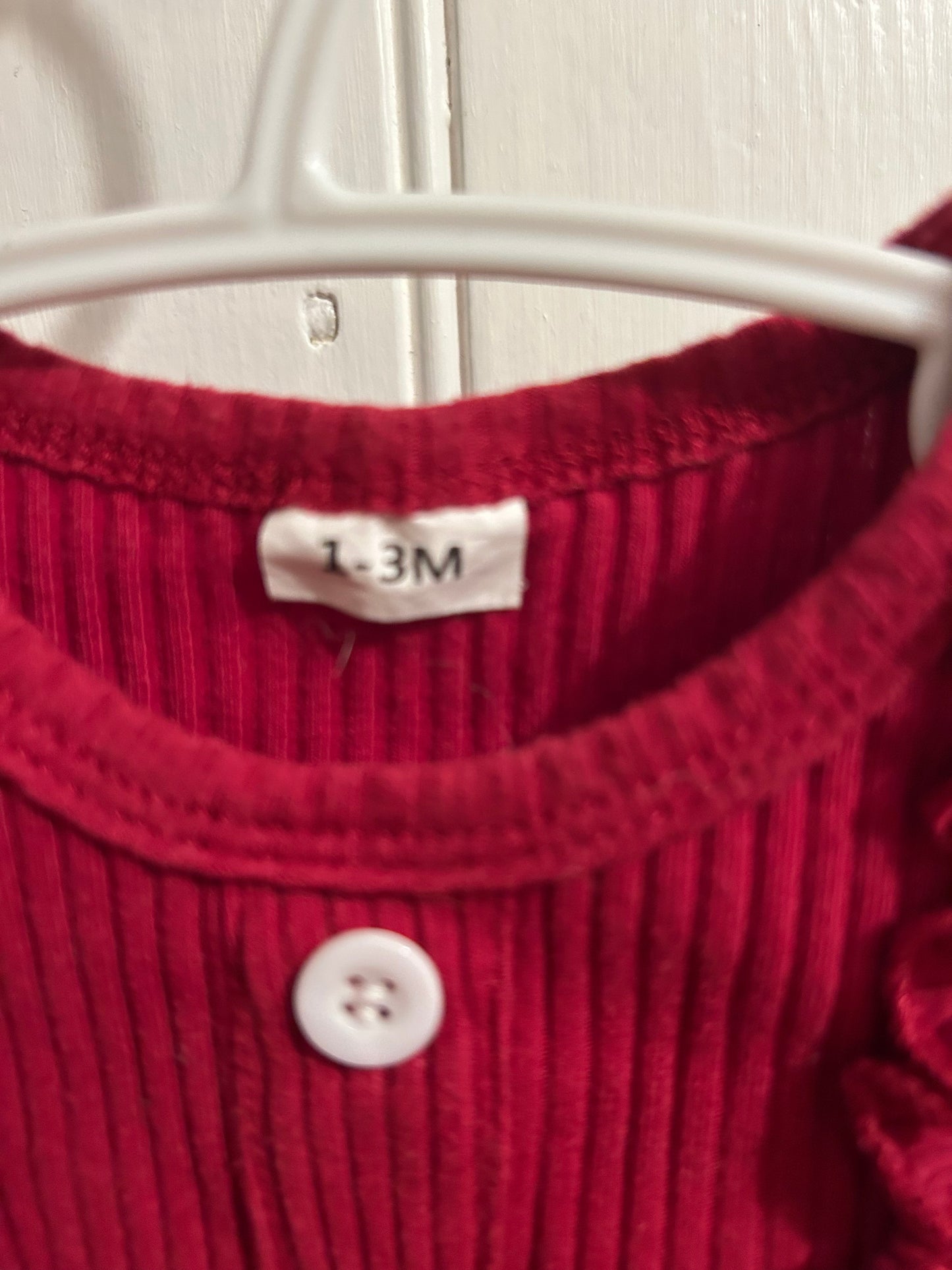 1-3m red ribbed ruffle onesie