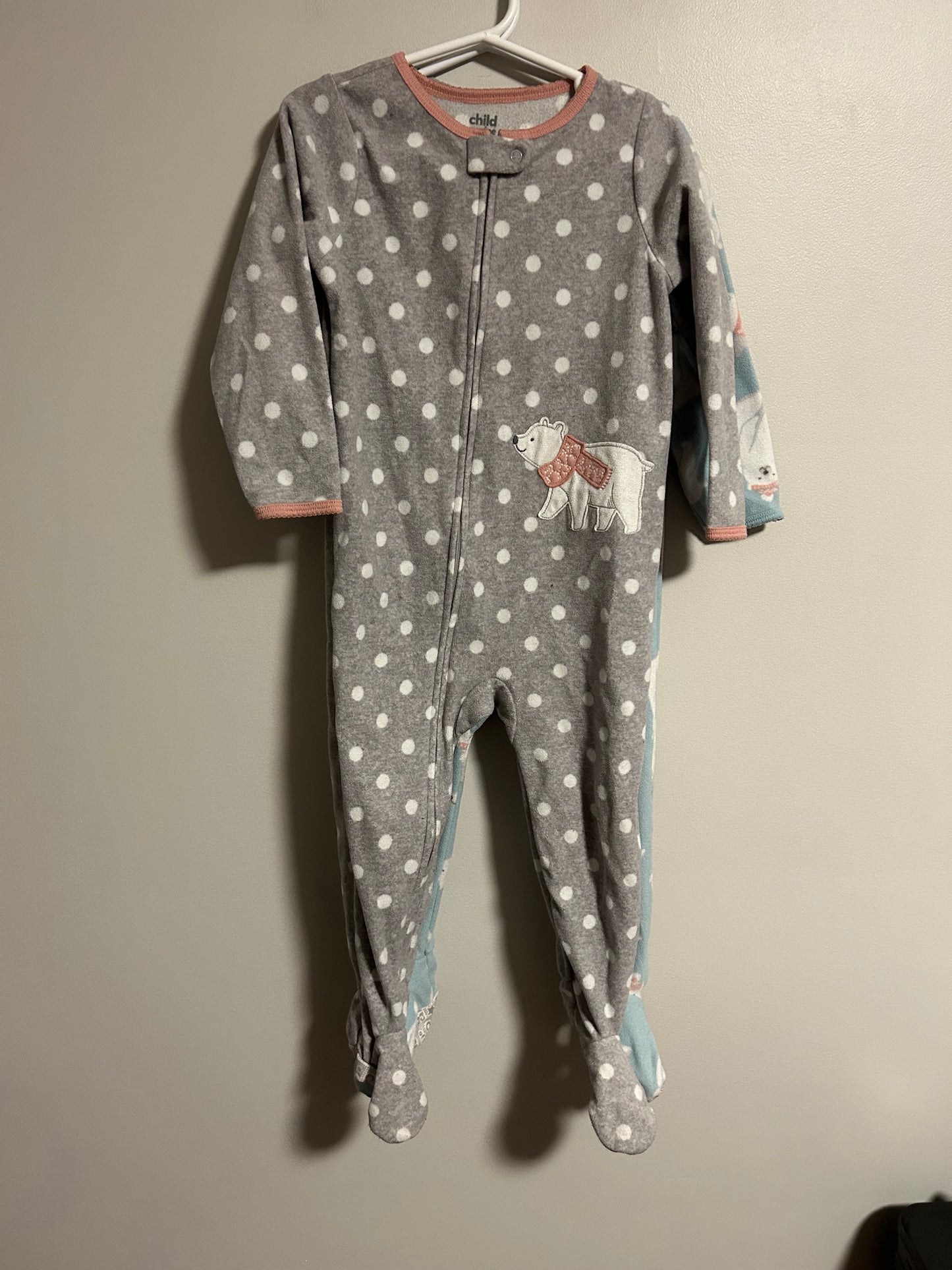 Carters 3t blue & grey polar bear sleeper set