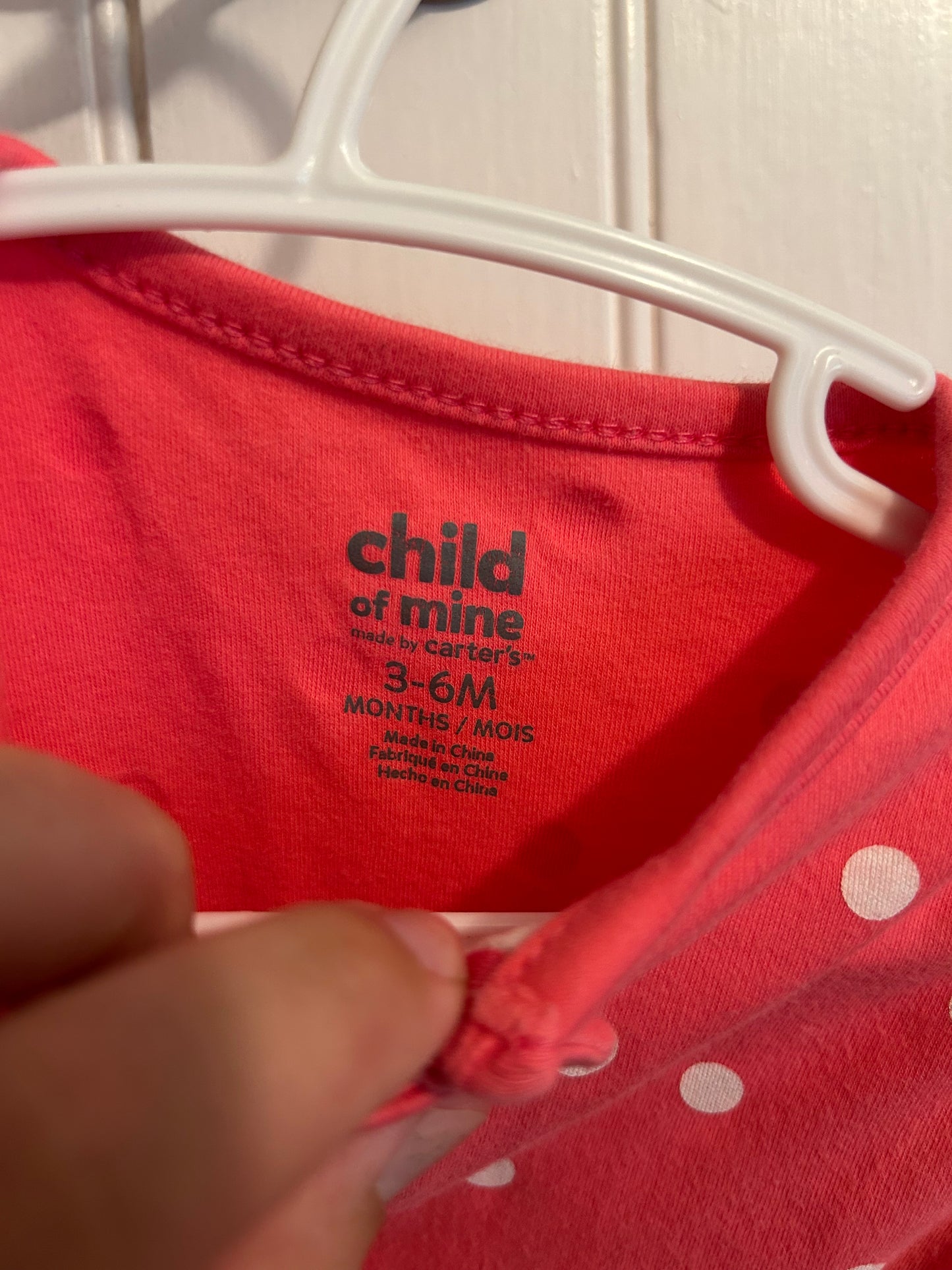 Carters 3/6m pink polka dot turtle sleeper