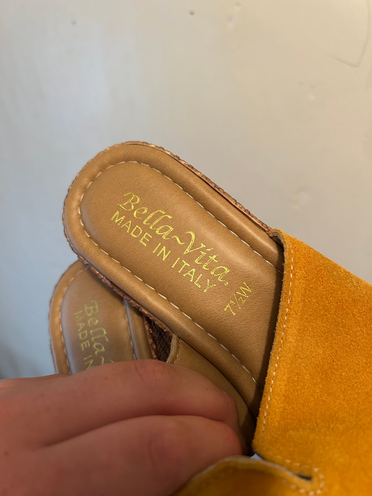 Bella Vita 7.5 orange suede wedge heel