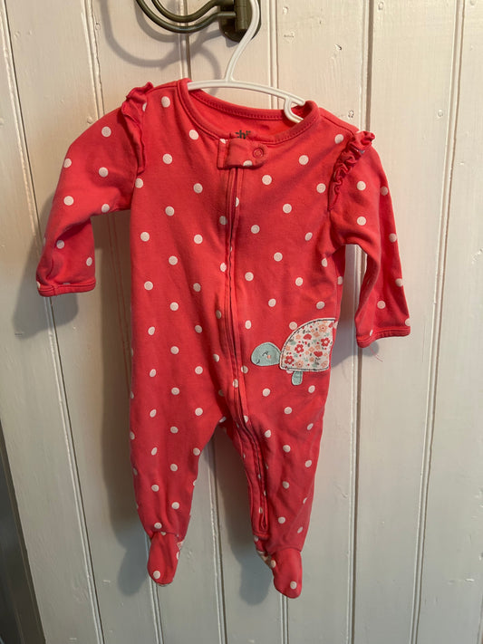 Carters 3/6m pink polka dot turtle sleeper