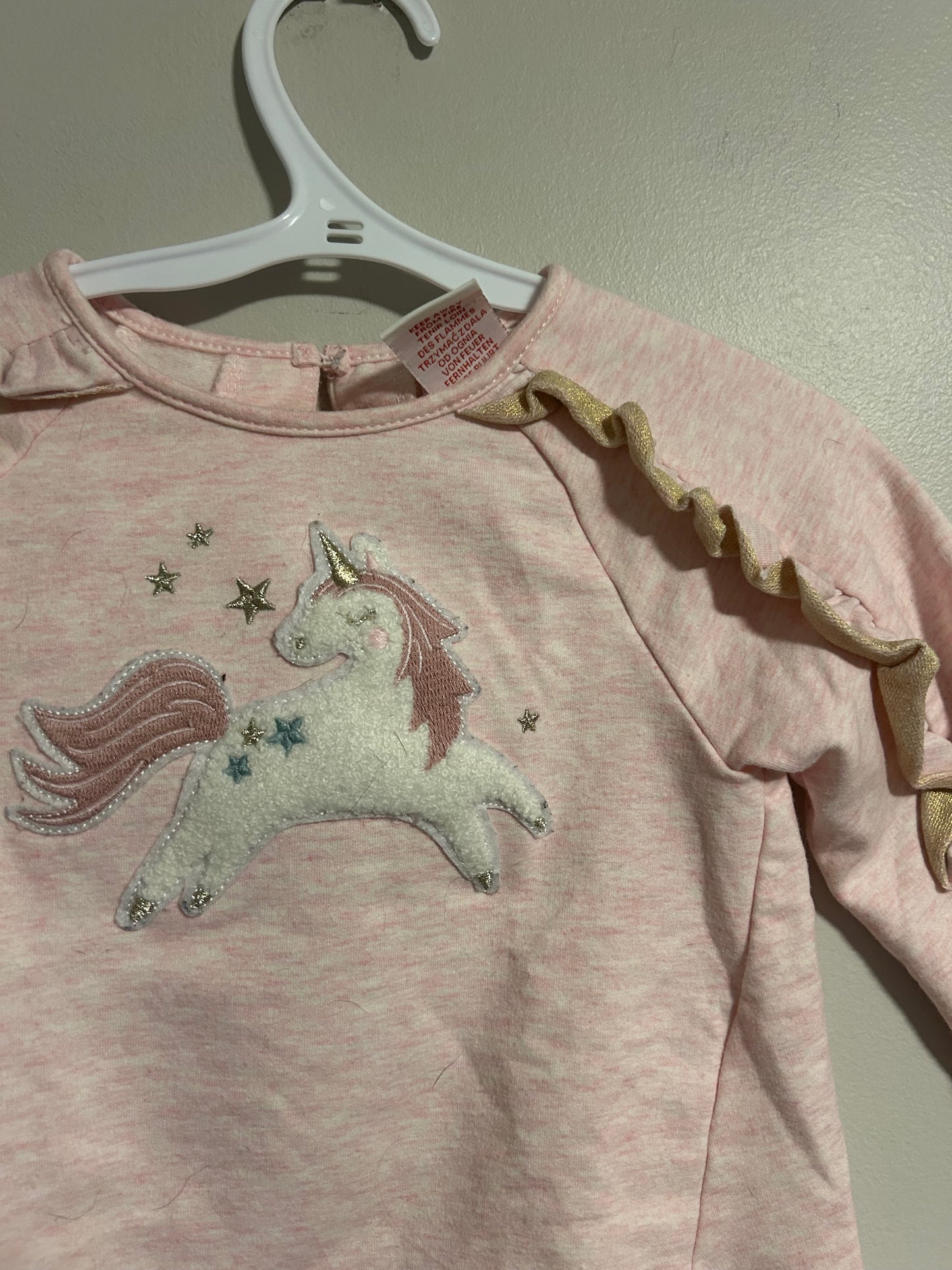 Lulurain 24m pink unicorn ruffle sweater
