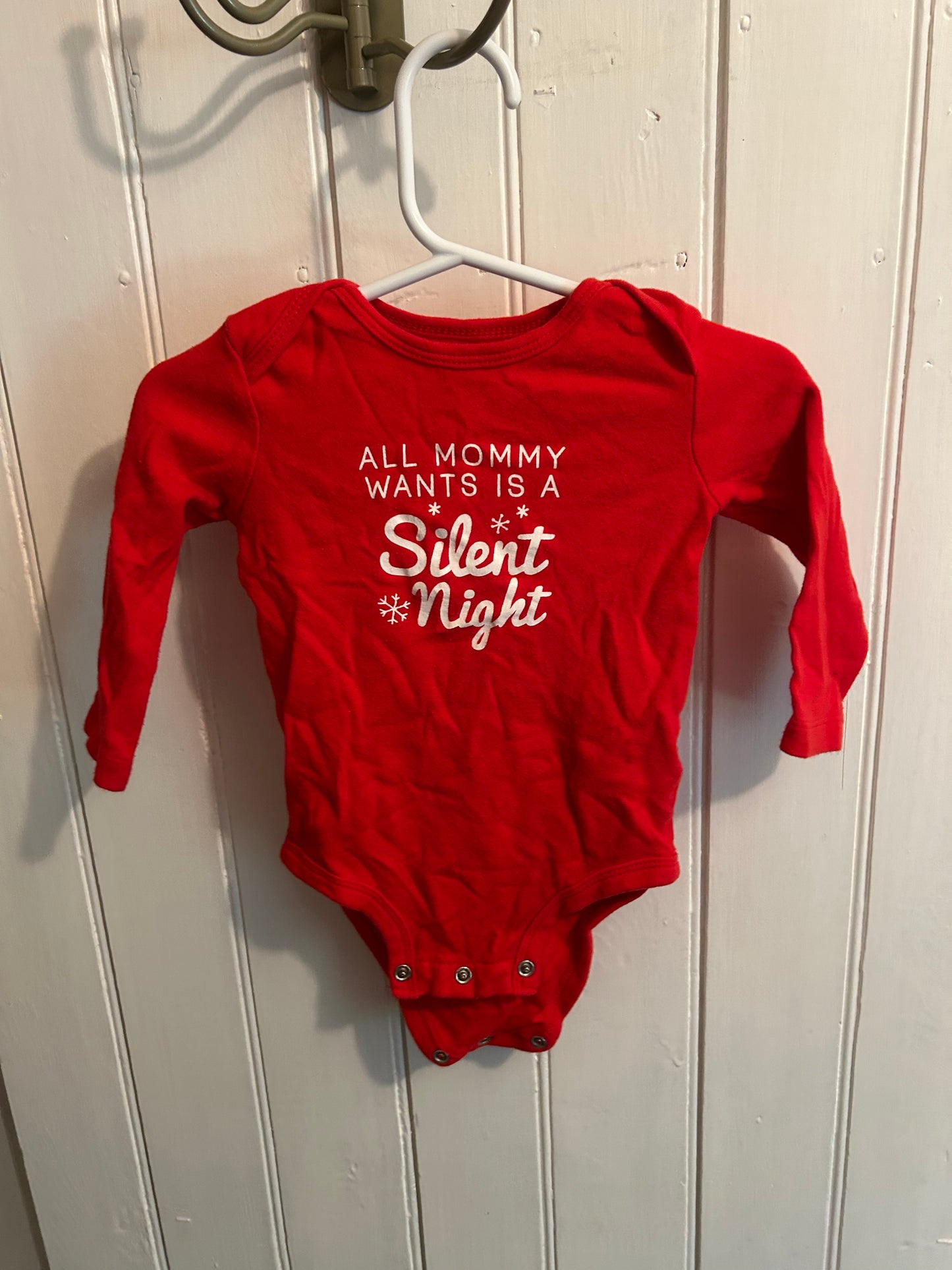 Carters 12m red silent night onesie